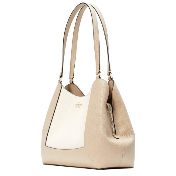 New Kate Spade Lena Colorblock Large Triple Compartment Shoulder Bag Light Sand - Picture 2 of 5